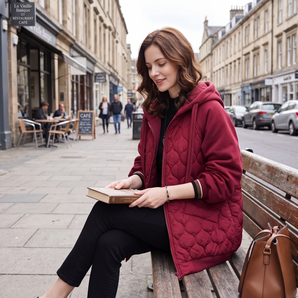 Veste matelassée à capuche et panneaux pour femmes