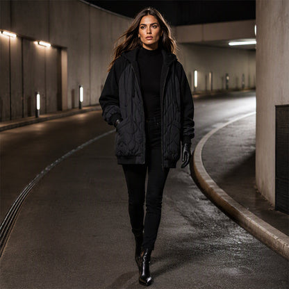 Veste matelassée à capuche et panneaux pour femmes