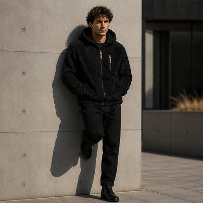 Veste en polaire à capuche zippée pour homme
