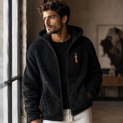 Veste en polaire à capuche zippée pour homme