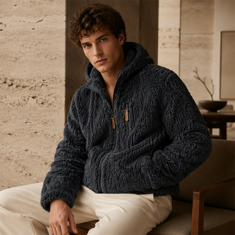 Veste en polaire à capuche zippée pour homme