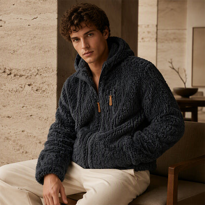 Veste en polaire à capuche zippée pour homme
