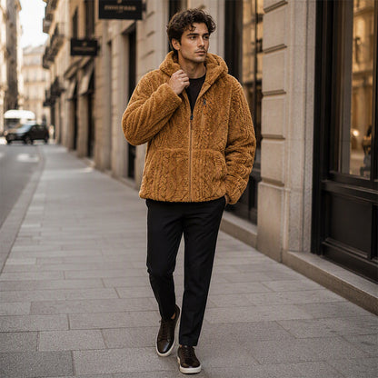 Veste en polaire à capuche zippée pour homme