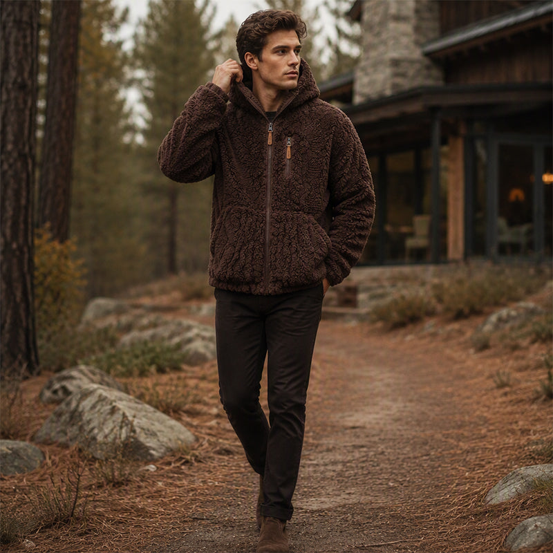 Veste en polaire à capuche zippée pour homme