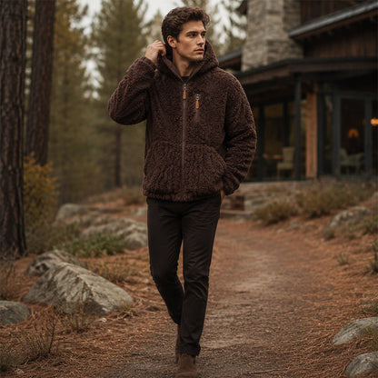 Veste en polaire à capuche zippée pour homme