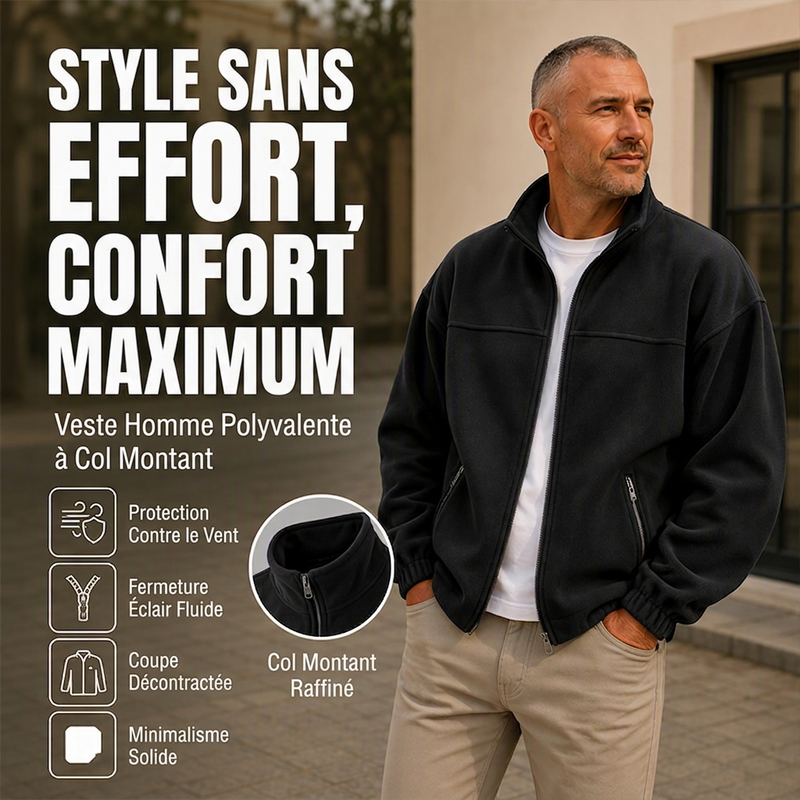 Veste chaude décontractée pour homme à col montant