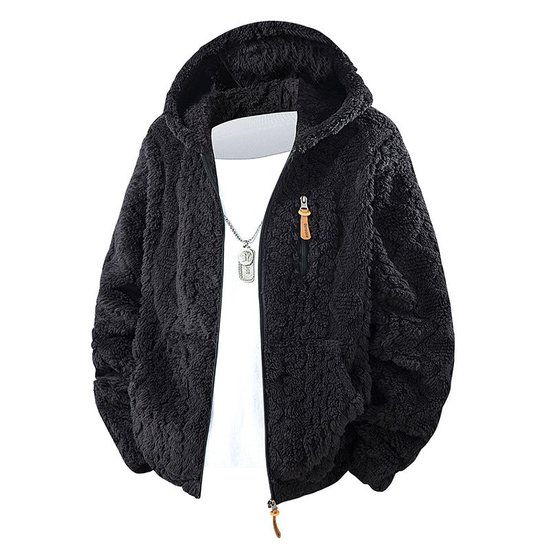 Veste en polaire à capuche zippée pour homme