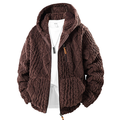 Veste en polaire à capuche zippée pour homme
