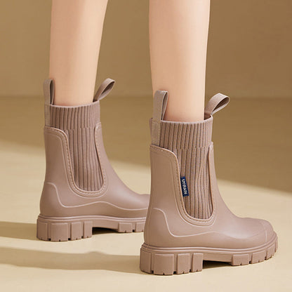 Bottes Mi-mollet Imperméables et Antidérapantes à Semelles Épaisses