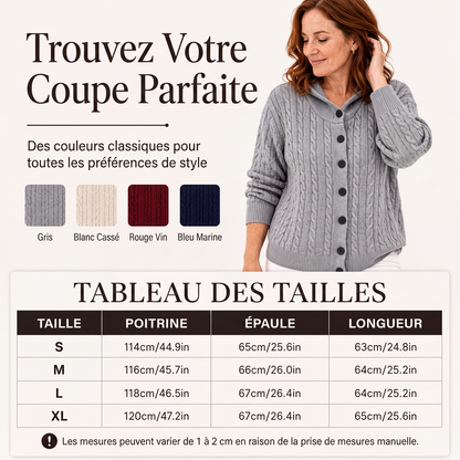 Cardigan à capuche en maille tressée pour femme
