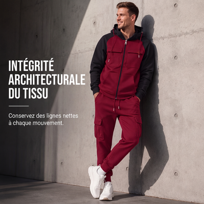 Ensemble sweat à capuche et pantalon de jogging color-block pour homme