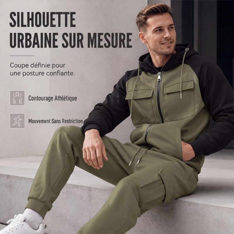 Ensemble sweat à capuche et pantalon de jogging color-block pour homme