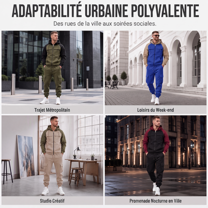 Ensemble sweat à capuche et pantalon de jogging color-block pour homme