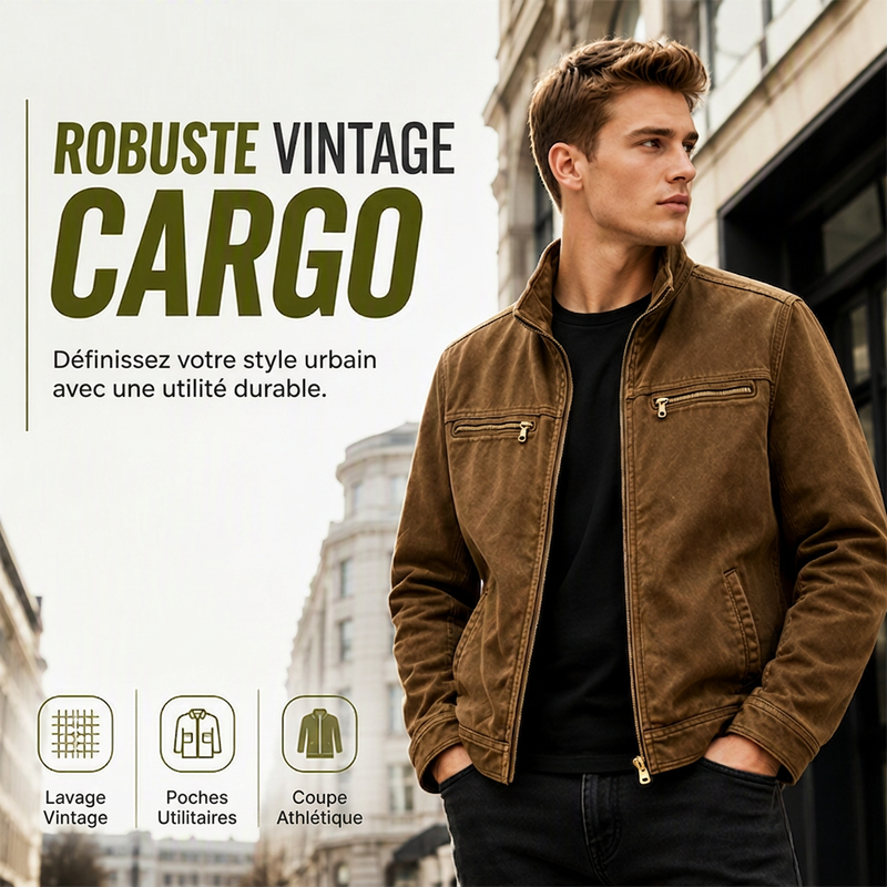 Veste cargo décontractée ajustée pour homme