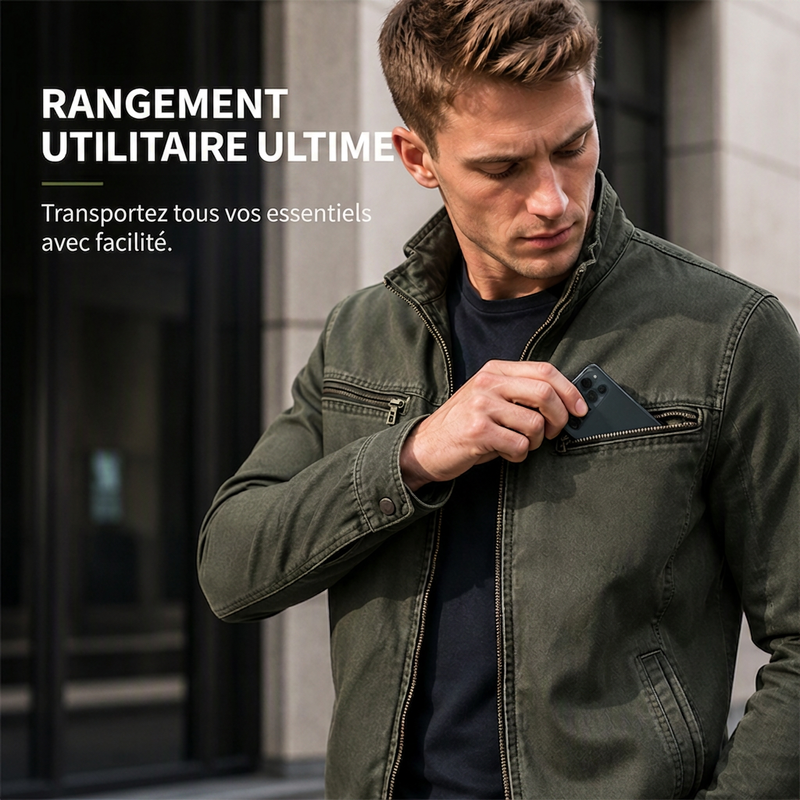 Veste cargo décontractée ajustée pour homme