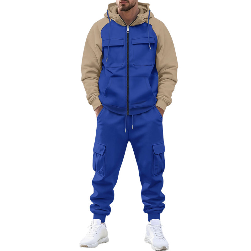 Ensemble sweat à capuche et pantalon de jogging color-block pour homme