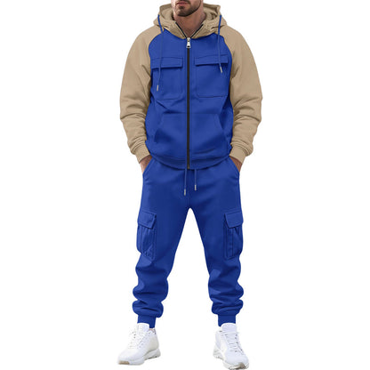 Ensemble sweat à capuche et pantalon de jogging color-block pour homme