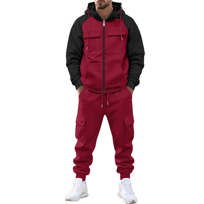 Ensemble sweat à capuche et pantalon de jogging color-block pour homme