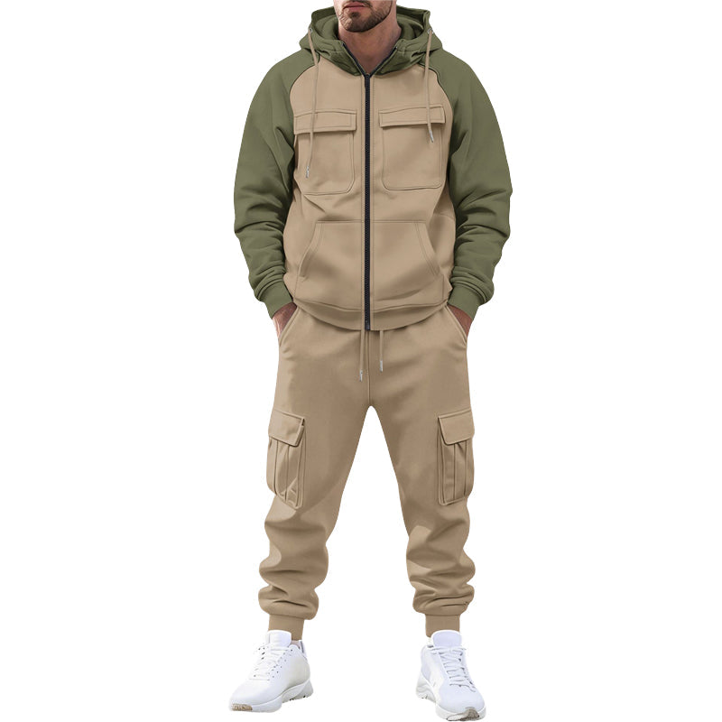 Ensemble sweat à capuche et pantalon de jogging color-block pour homme