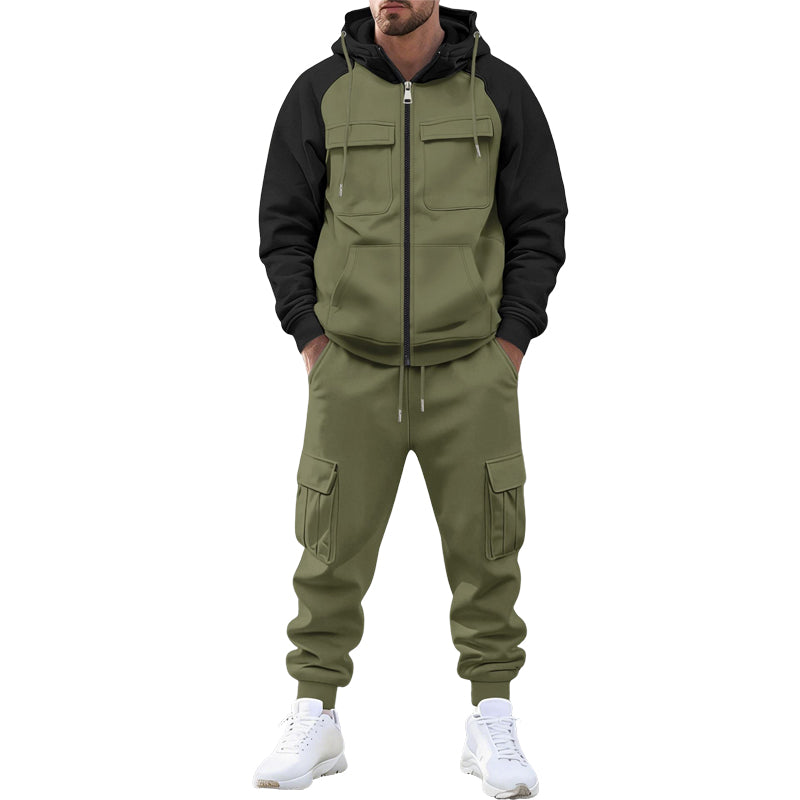 Ensemble sweat à capuche et pantalon de jogging color-block pour homme