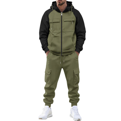 Ensemble sweat à capuche et pantalon de jogging color-block pour homme