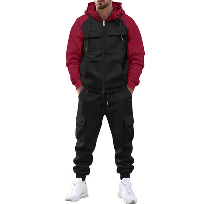Ensemble sweat à capuche et pantalon de jogging color-block pour homme