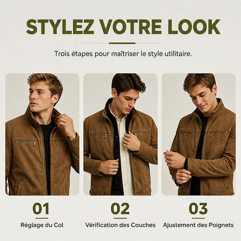 Veste cargo décontractée ajustée pour homme