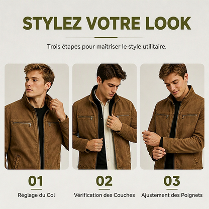 Veste cargo décontractée ajustée pour homme
