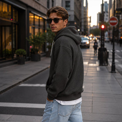 📢📢50 % DE RÉDUCTION !! ⏰ Sweat à capuche en maille à demi-zip pour homme