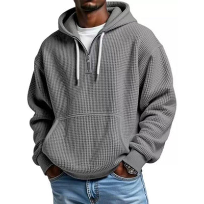📢📢50 % DE RÉDUCTION !! ⏰ Sweat à capuche en maille à demi-zip pour homme