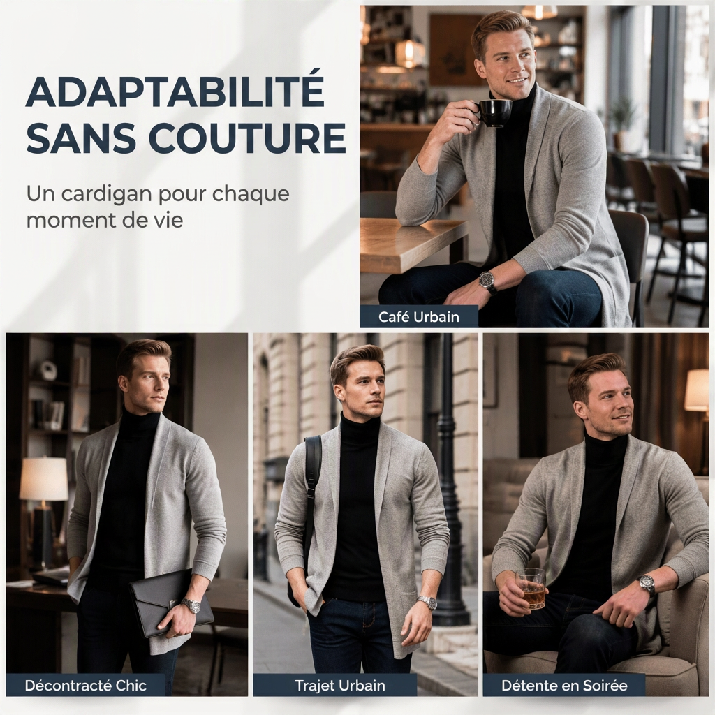 Haut en maille long ajusté décontracté pour homme