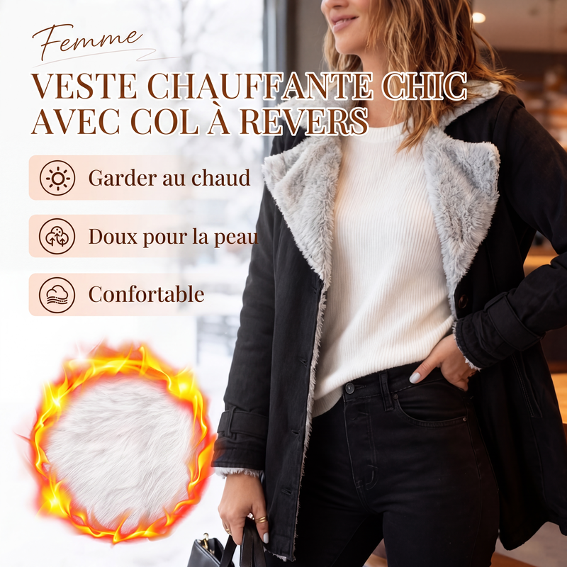 Veste chaude et chic pour femme avec col à revers
