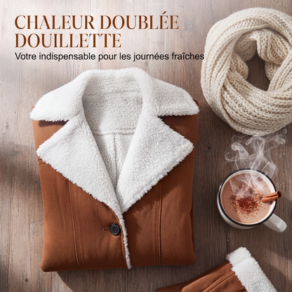 Veste chaude et chic pour femme avec col à revers