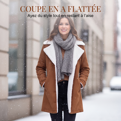 Veste chaude et chic pour femme avec col à revers
