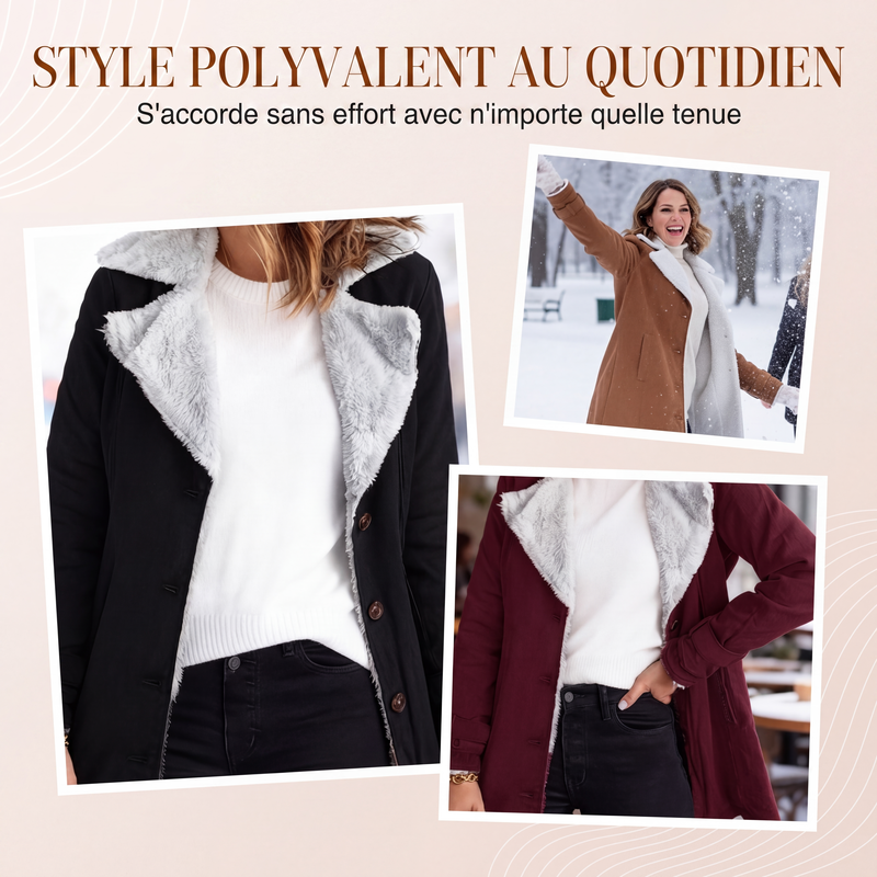 Veste chaude et chic pour femme avec col à revers