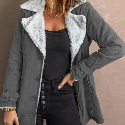 Veste chaude et chic pour femme avec col à revers