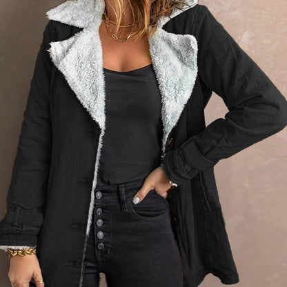 Veste chaude et chic pour femme avec col à revers