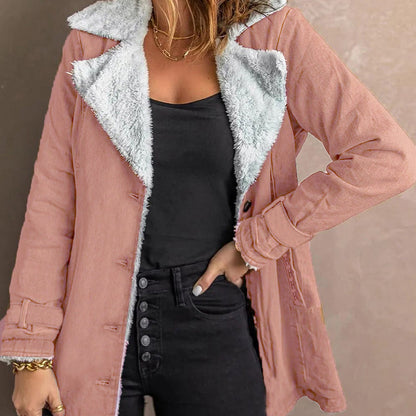 Veste chaude et chic pour femme avec col à revers