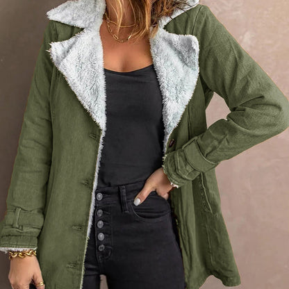 Veste chaude et chic pour femme avec col à revers