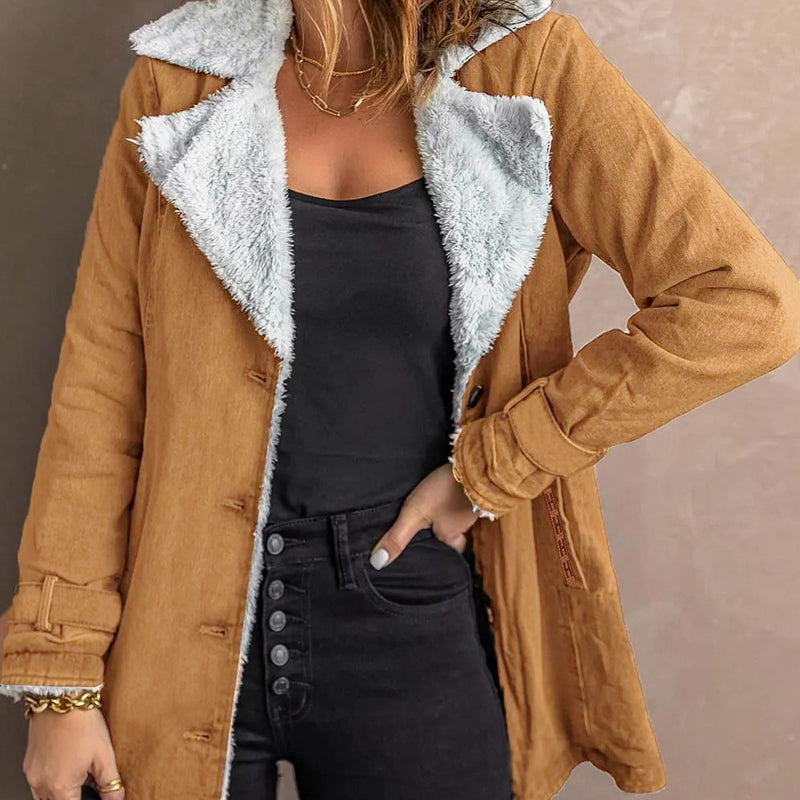 Veste chaude et chic pour femme avec col à revers