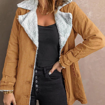 Veste chaude et chic pour femme avec col à revers