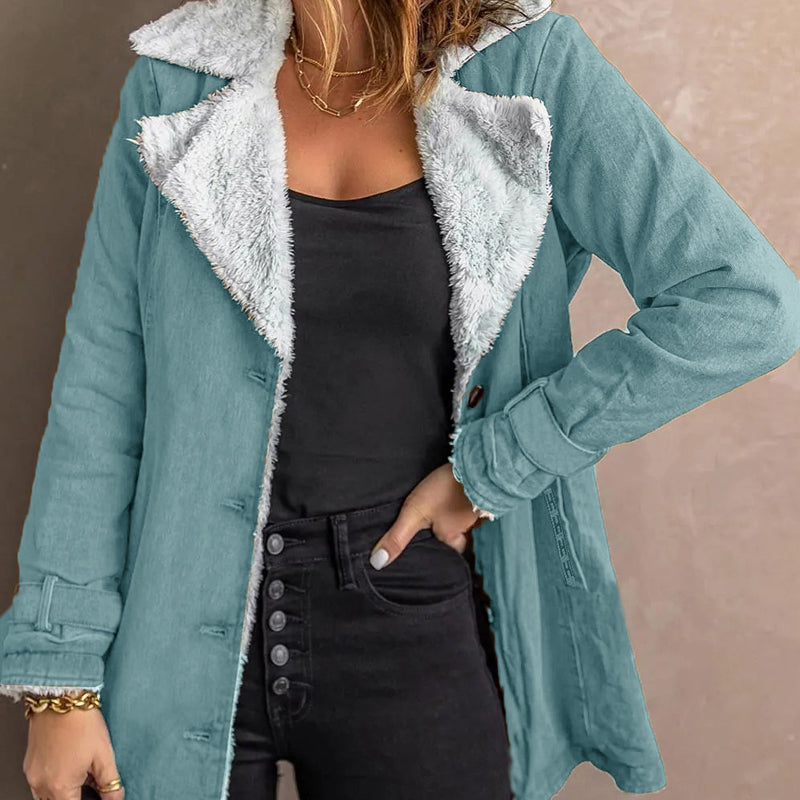Veste chaude et chic pour femme avec col à revers