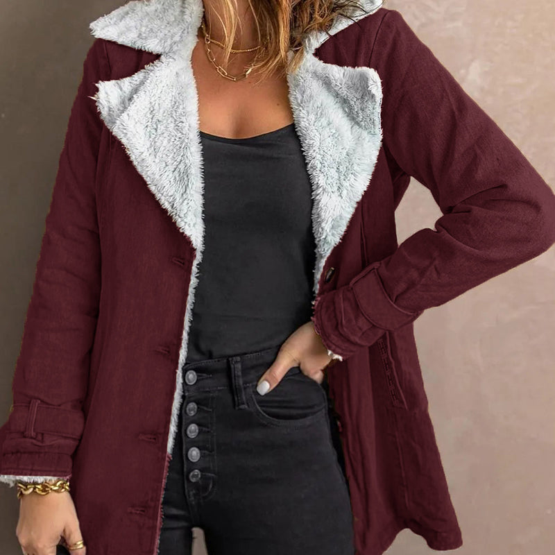 Veste chaude et chic pour femme avec col à revers