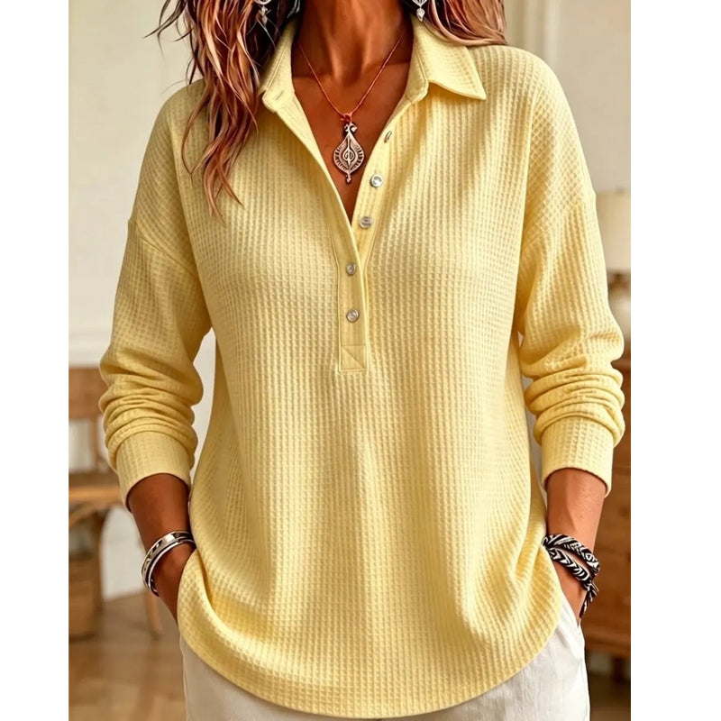 T-shirt à manches longues en maille coupe décontractée pour femme