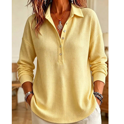 T-shirt à manches longues en maille coupe décontractée pour femme