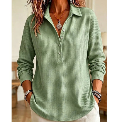 T-shirt à manches longues en maille coupe décontractée pour femme
