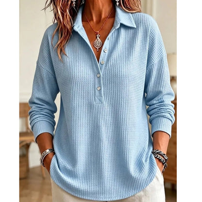 T-shirt à manches longues en maille coupe décontractée pour femme