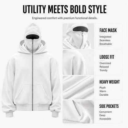 Sweat-shirt unisexe à double capuche et fermeture éclair