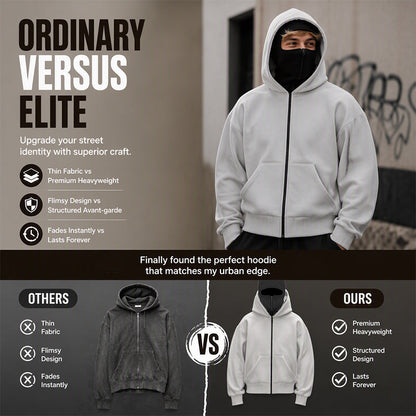 Sweat-shirt unisexe à double capuche et fermeture éclair