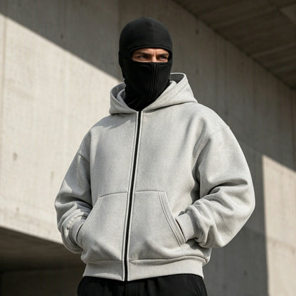 Sweat-shirt unisexe à double capuche et fermeture éclair